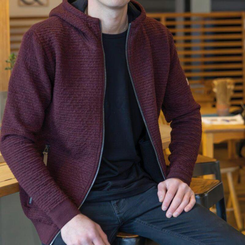 Gilet en laine Morel Hood Male pour hommes - Ruby Wine - Rouge 3/5