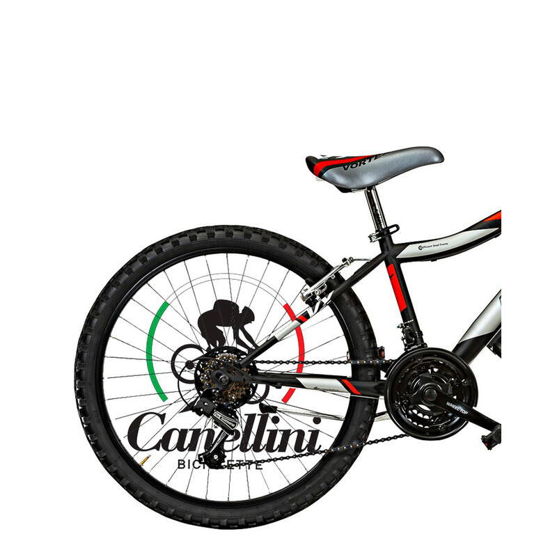 Vélo Enfant VTT Canellini VORTEX 24" 18V - Noir/Rouge