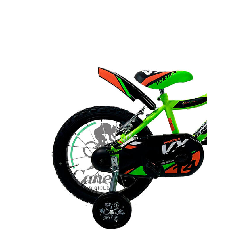 Bicicletă pentru băieți Canellini VORTEX 14" - Verde/Negru/Portocaliu