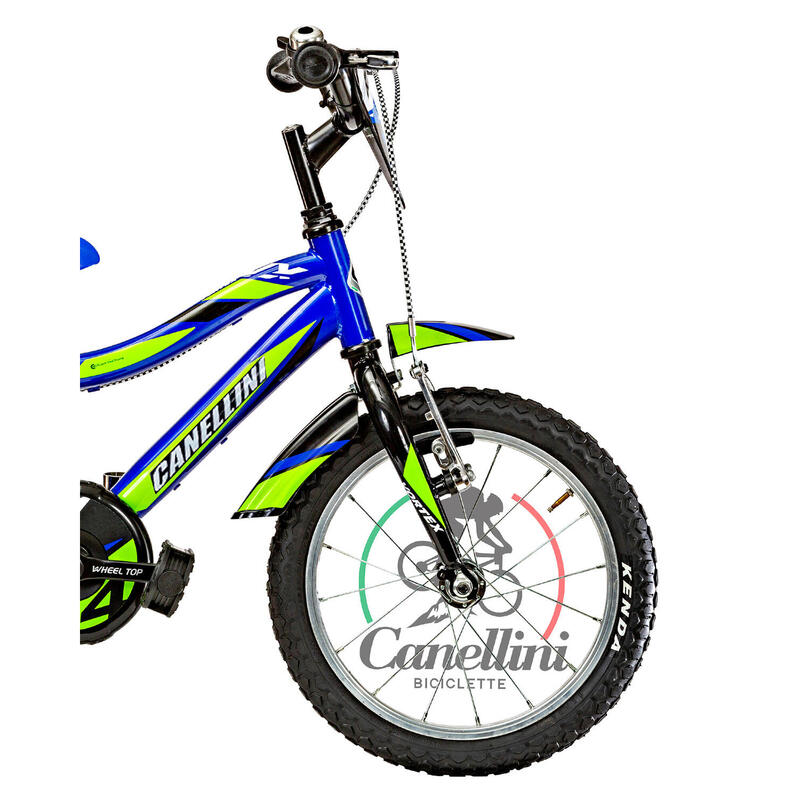 Bicicletă pentru băieți Canellini VORTEX 14" - Albastru/Verde/Negru
