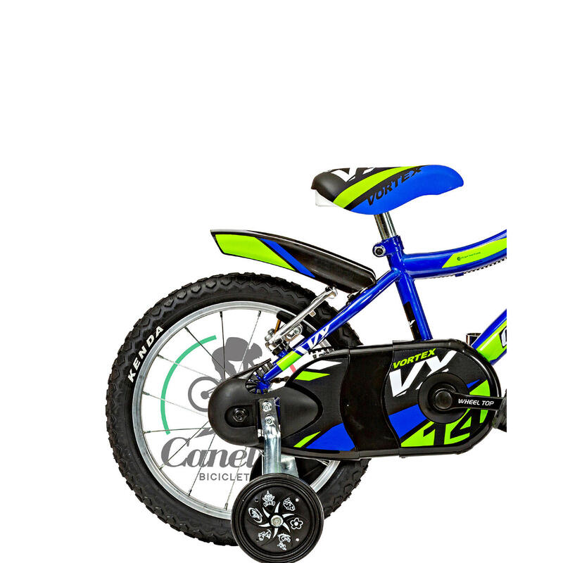Bicicletă pentru băieți Canellini VORTEX 14" - Albastru/Verde/Negru