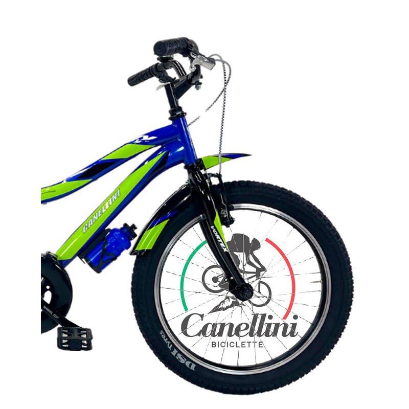 Bicicletă pentru băieți Canellini VORTEX 20" 1 viteză - Albastru/Verde/Negru