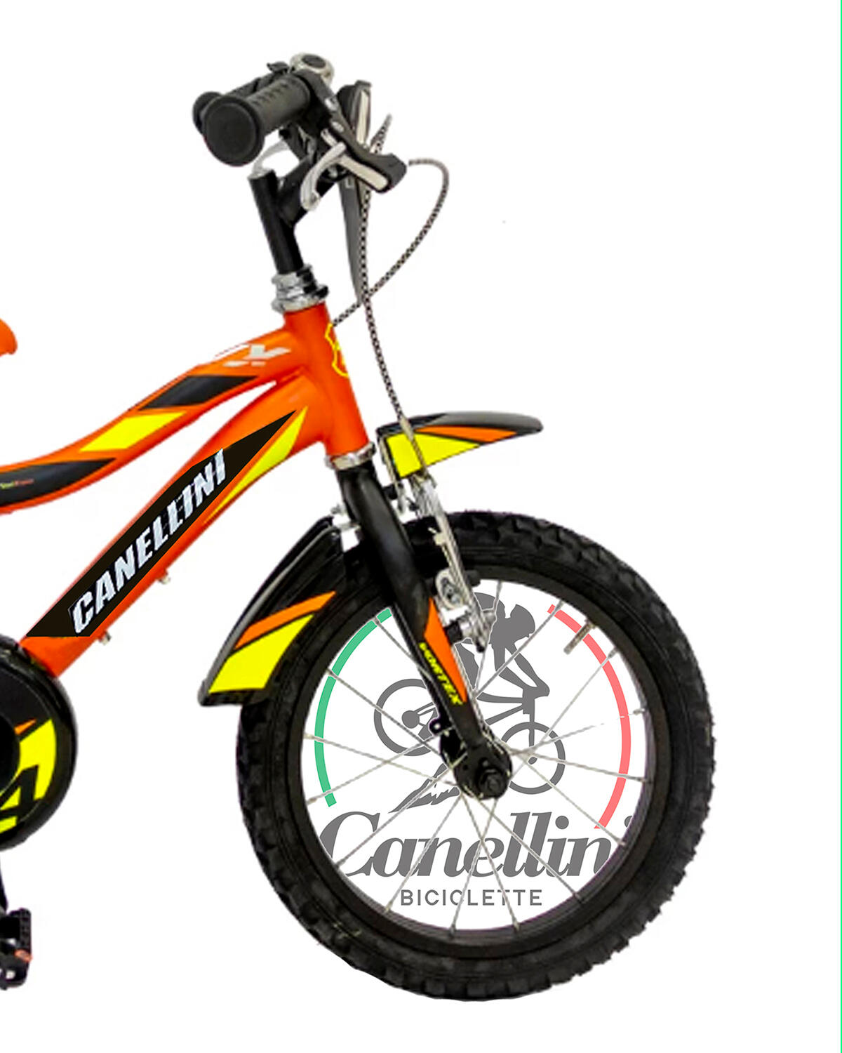 Bicicleta de criança BTT Canellini VORTEX  14" - Laranja/Preto/Amarelo 2/3