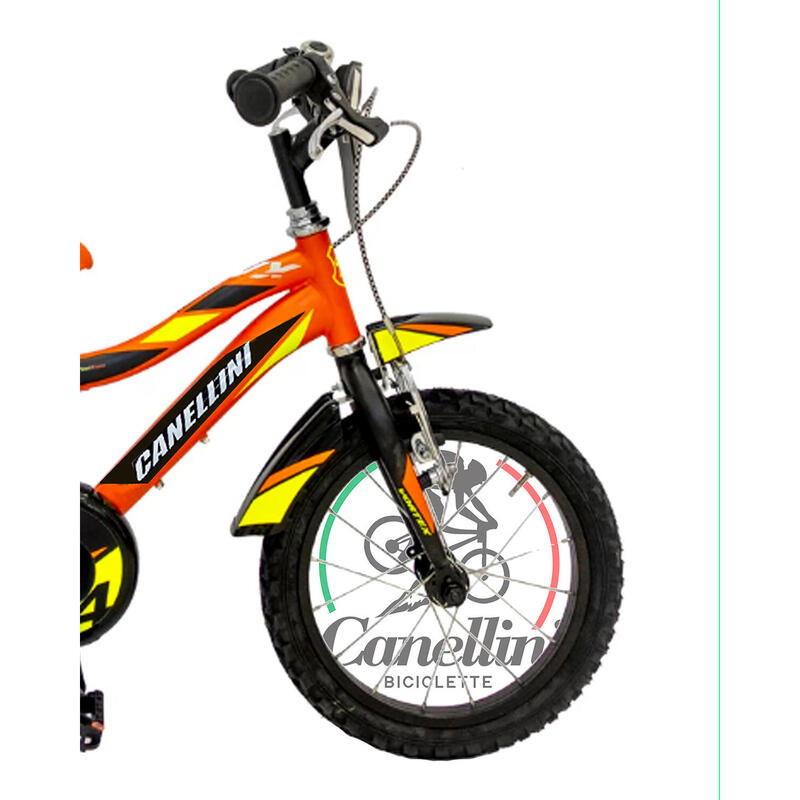 Vélo Enfant VTT Canellini VORTEX 14" - Orange/Noir/Jaune