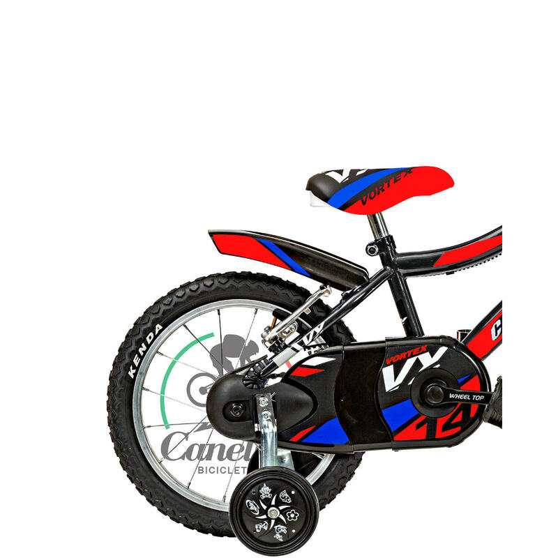 Bicicletă pentru băieți Canellini VORTEX 14" - Negru/Roșu/Albastru