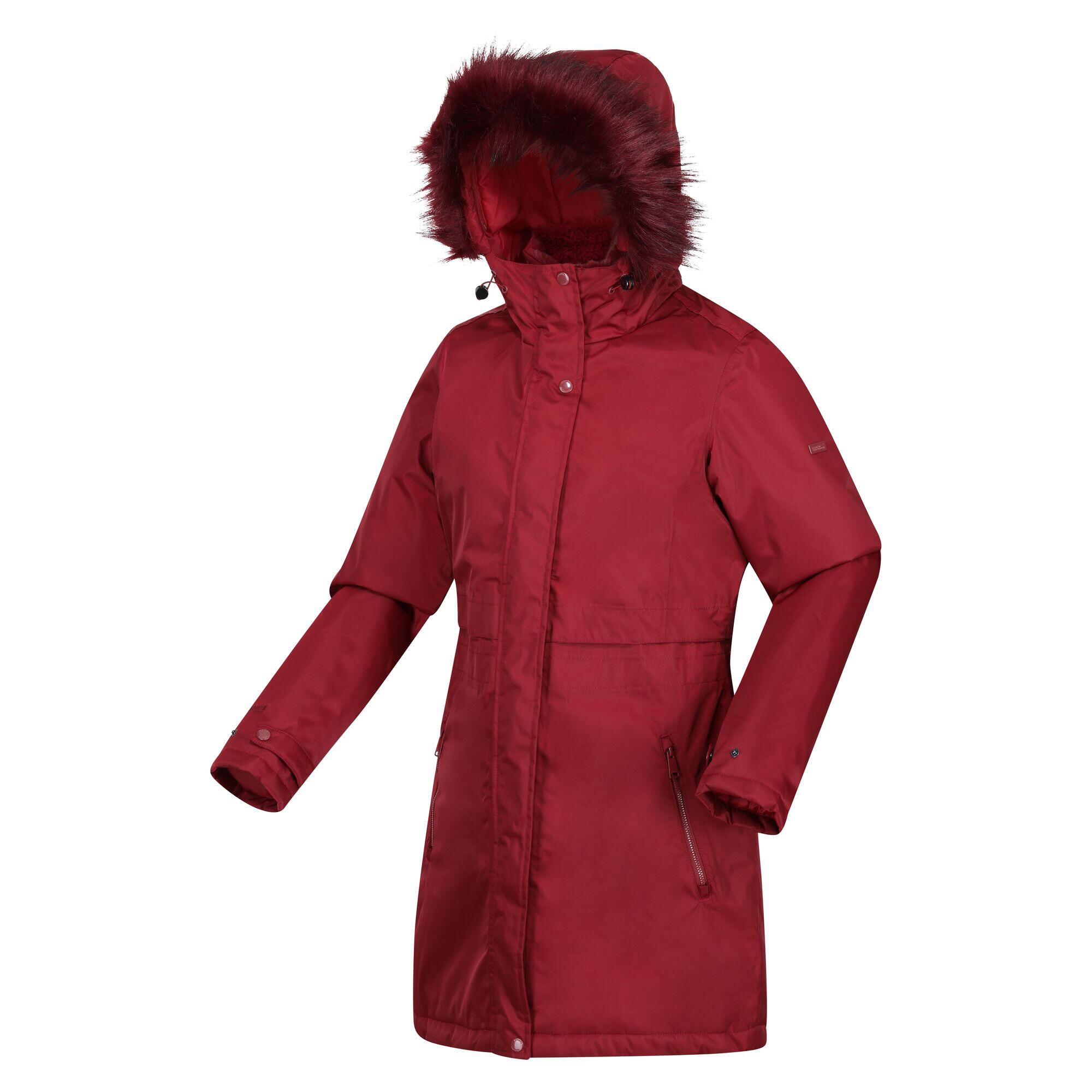 Womens/Ladies Lyanna Faux Fur Trim Parka (Cabernet) 3/5