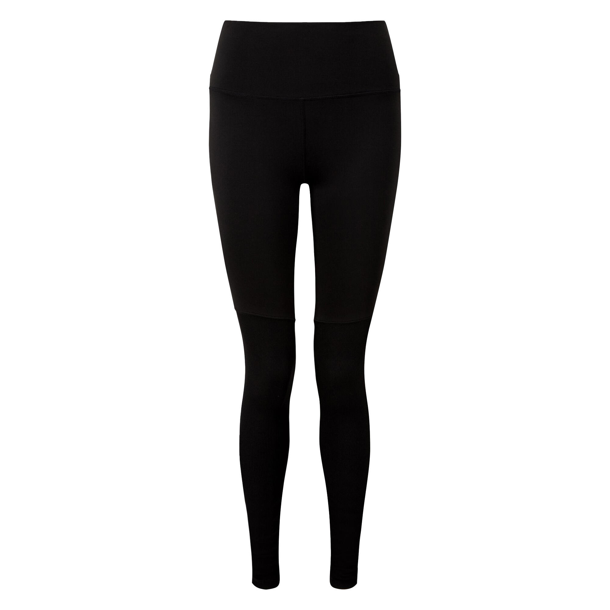 TRIDRI Womens/Ladies Rib Knit Contrast Bottom Yoga Leggings (Black/Black)