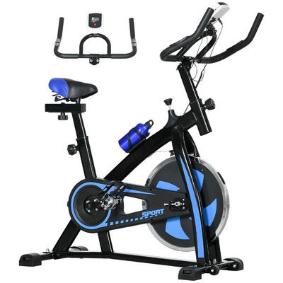 SPORTNOW Cyclette Regolabile con Monitor LCD in Acciaio e ABS Blu
