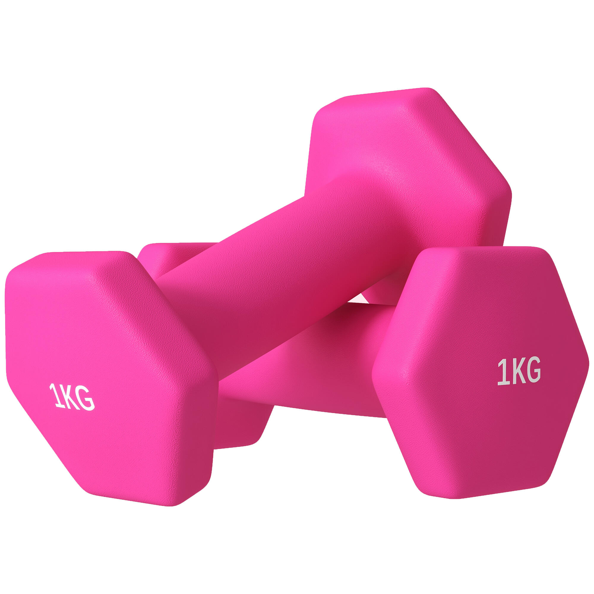 SPORTNOW Set 2 Manubri da 2x1 kg in Metallo e Plastica 13x5x5 cm Rosa |  Sportnow