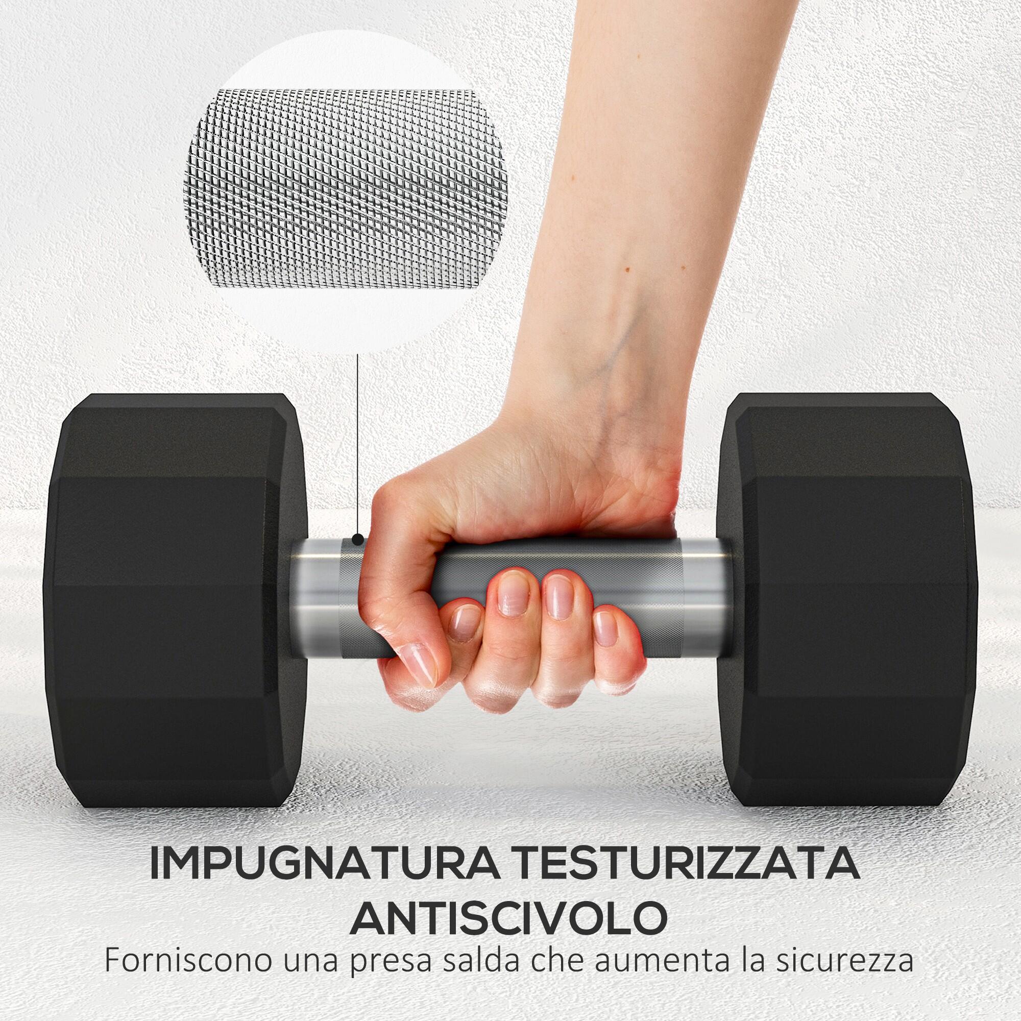 SPORTNOW Set 2 Manubri a 12 Lati da 12 kg 26x14x14 cm Nero 6/7