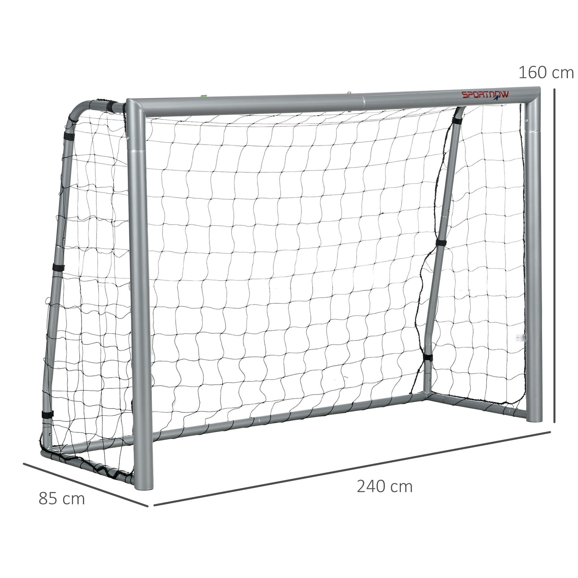 SPORTNOW Porta da Calcio 240x85x160 cm Grigia in PE e Metallo 3/7