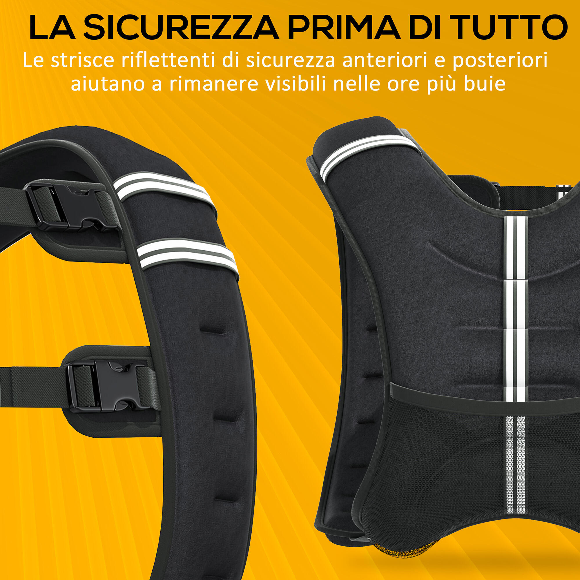 HOMCOM Giubbotto Zavorrato 10kg Traspirante con Tasca Portaoggetti Nero 7/8