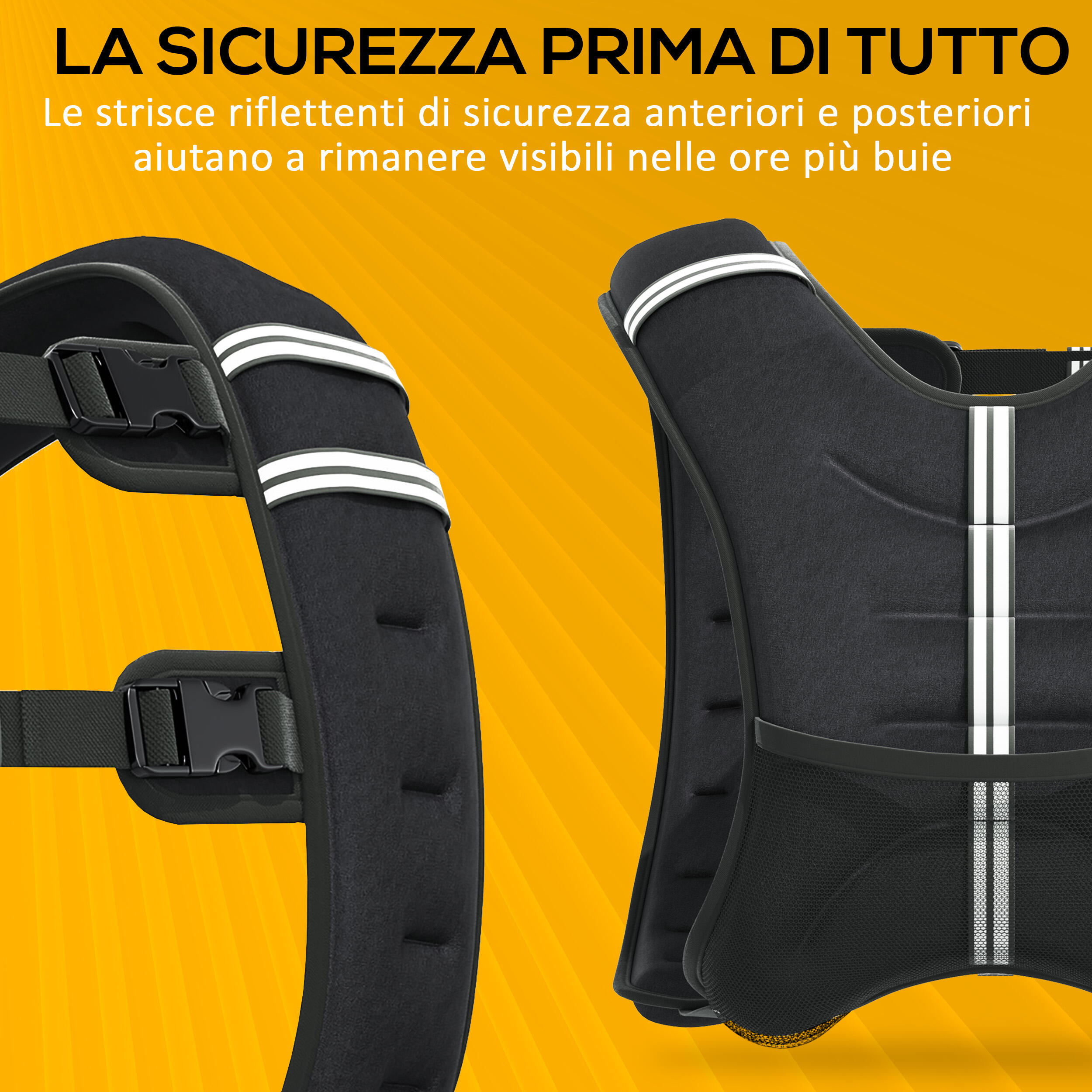 HOMCOM Giubbotto Zavorrato 5kg Traspirante con Tasca Portaoggetti Nero 7/7