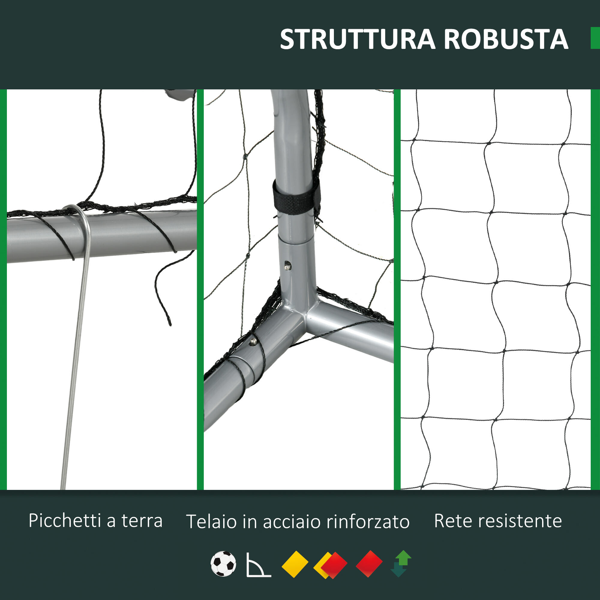 SPORTNOW Porta da Calcio 240x85x160 cm Grigia in PE e Metallo 5/7