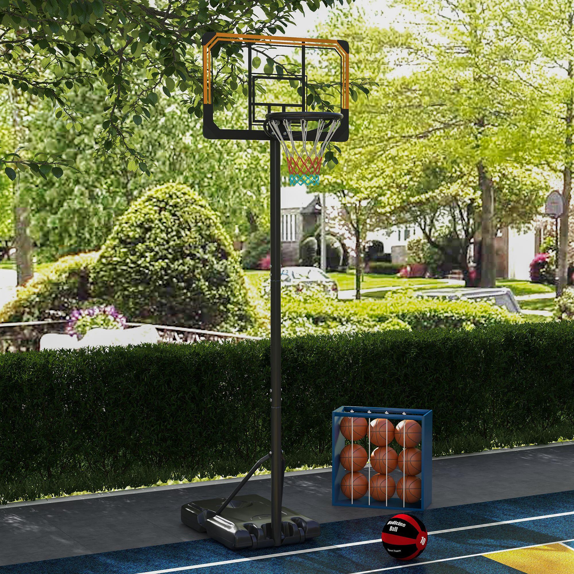 Canestro Basket Regolabile SPORTNOW Con Bersaglio Freccette - 2 In 1, Base Riempibile, Per Giardino