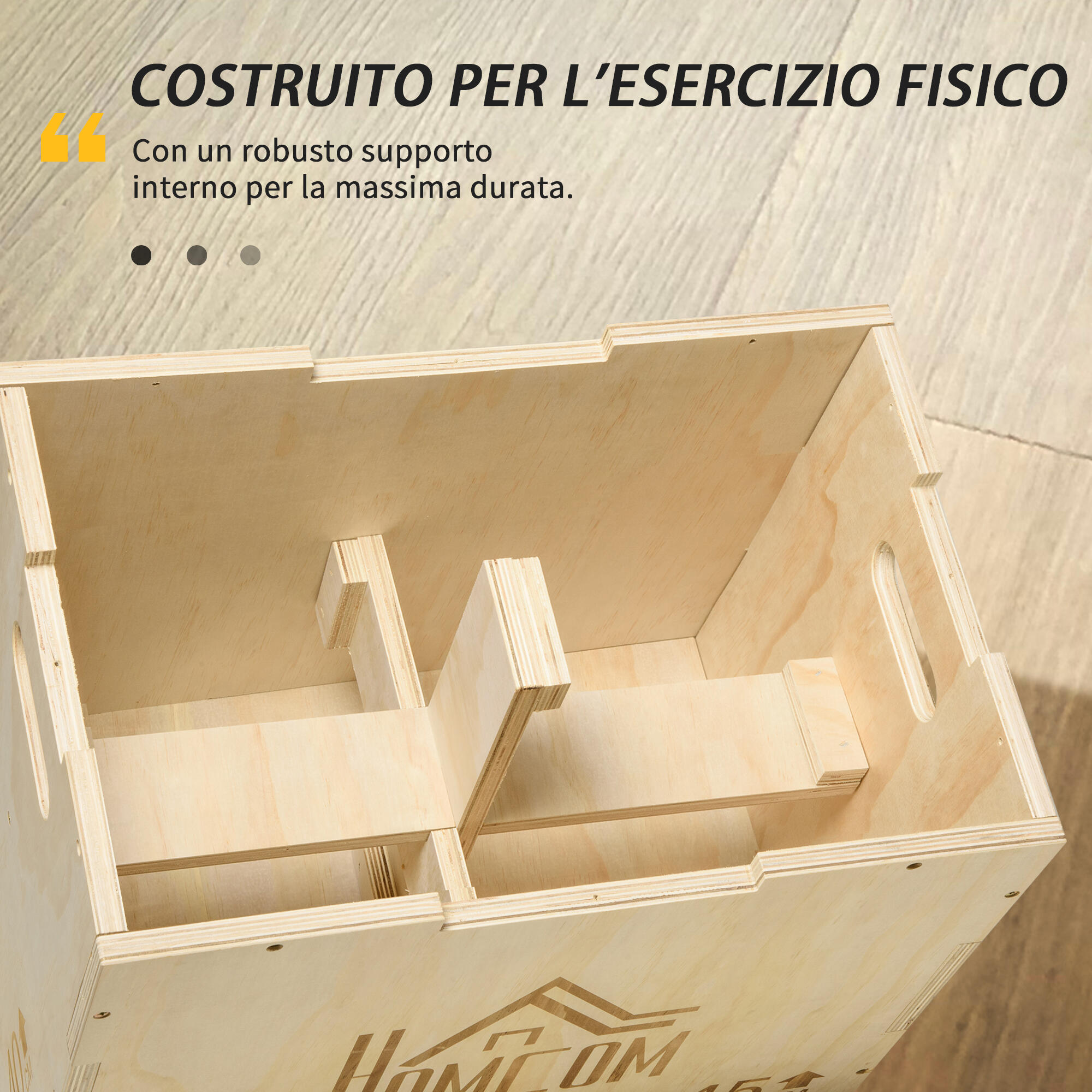 HOMCOM Plyo Box a 3 Altezze Regolabili in Legno di Faggio 45x40x60 cm 6/7