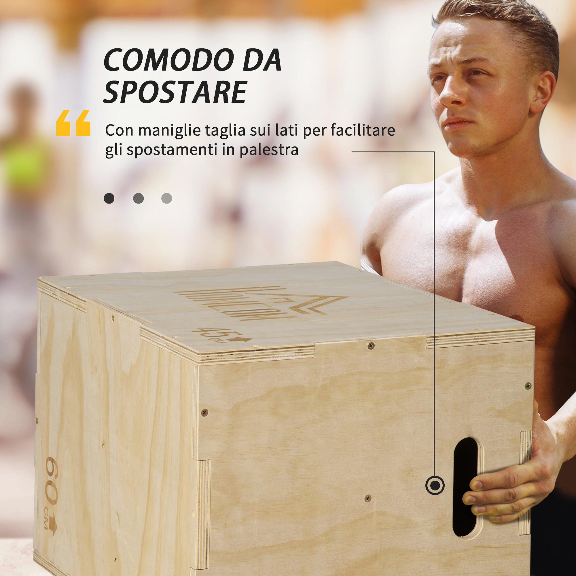 HOMCOM Plyo Box a 3 Altezze Regolabili in Legno di Faggio 45x40x60 cm 5/7