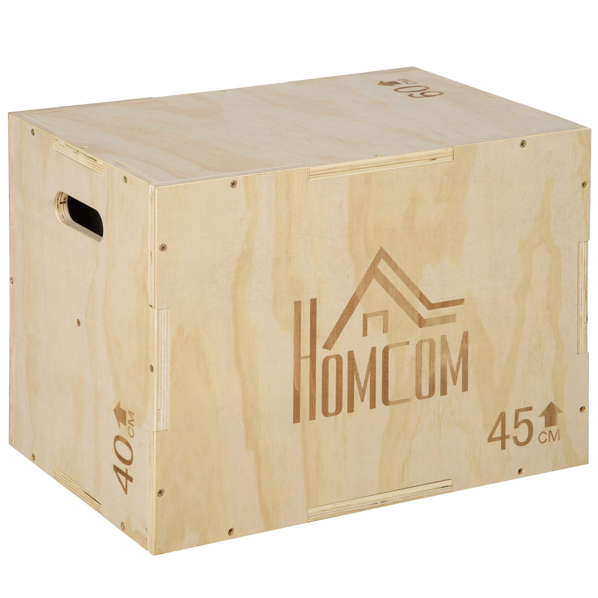 HOMCOM Caixa pliometria de madeira 45x40x60 cm HOMCOM