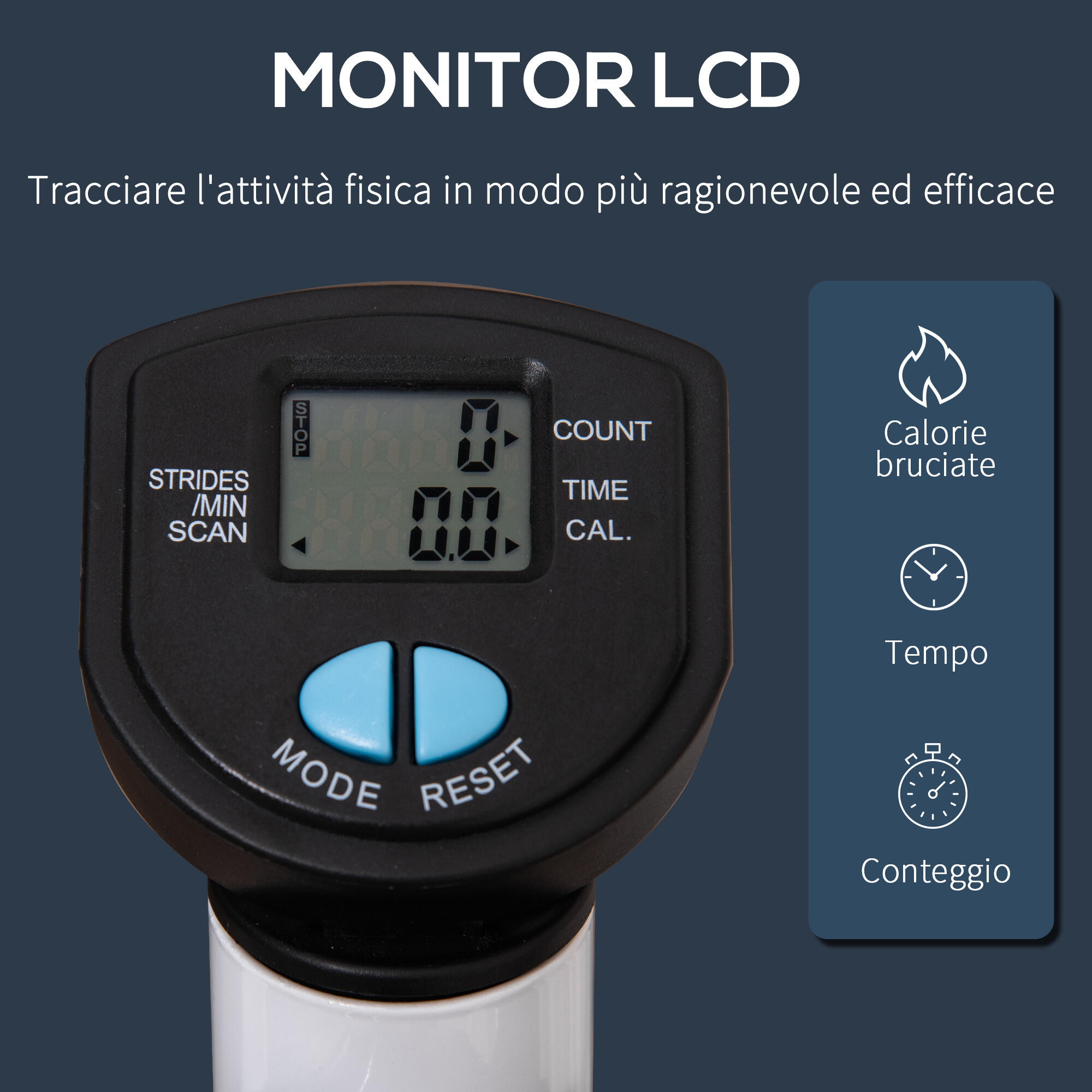 HOMCOM Stepper con Manubrio Monitor LCD e Pedali Antiscivolo Bianco e Blu 4/7