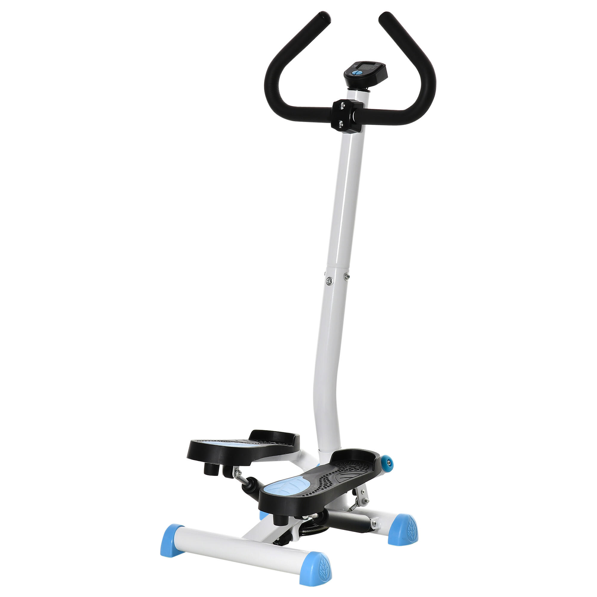 HOMCOM HOMCOM Stepper con Manubrio Monitor LCD e Pedali Antiscivolo Bianco e Blu