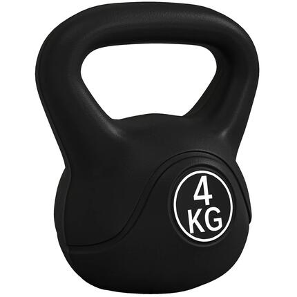 Kettlebell - Fitness - 4 kg, poignée large, base plate - Noir