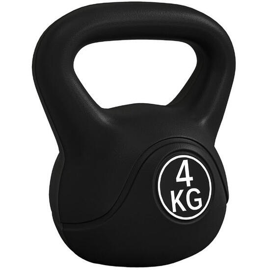 HOMCOM Kettlebell 4kg con Base Piatta in Plastica e Sabbia Nero