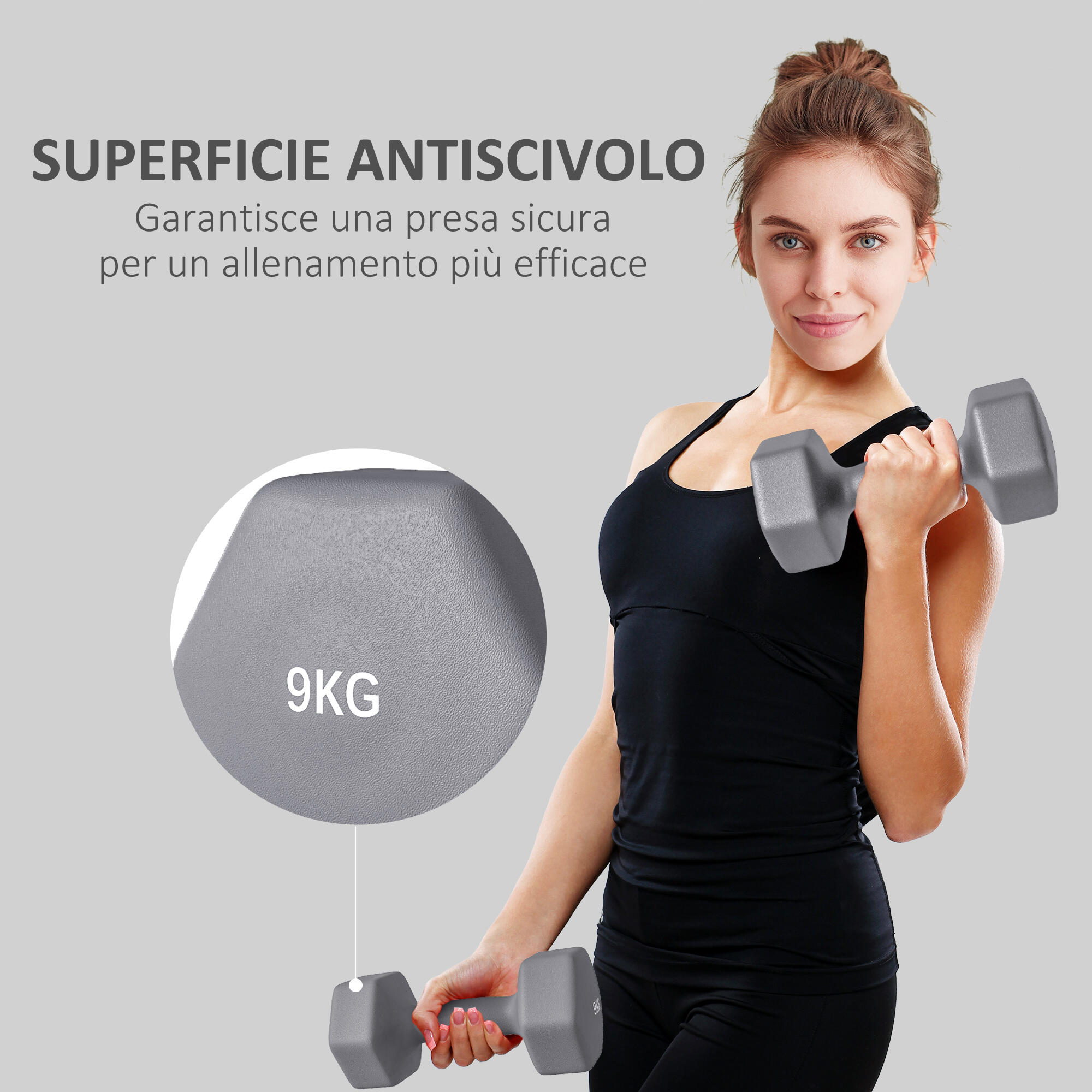 SPORTNOW Set Di 2 Manubri Esagonali 3 Kg Ciascuno - Pesi Rosa, Antiscivolo Per Fitness A Casa