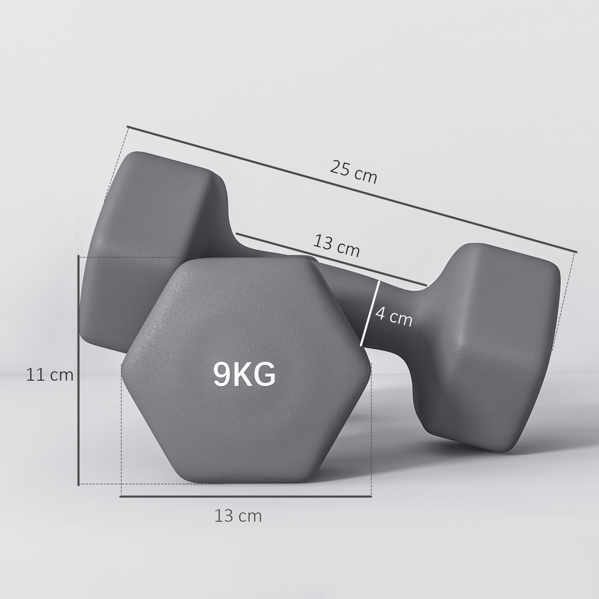 SPORTNOW Set 2 Manubri Esagonali da 9kg 25x11x11 cm Grigio 3/7