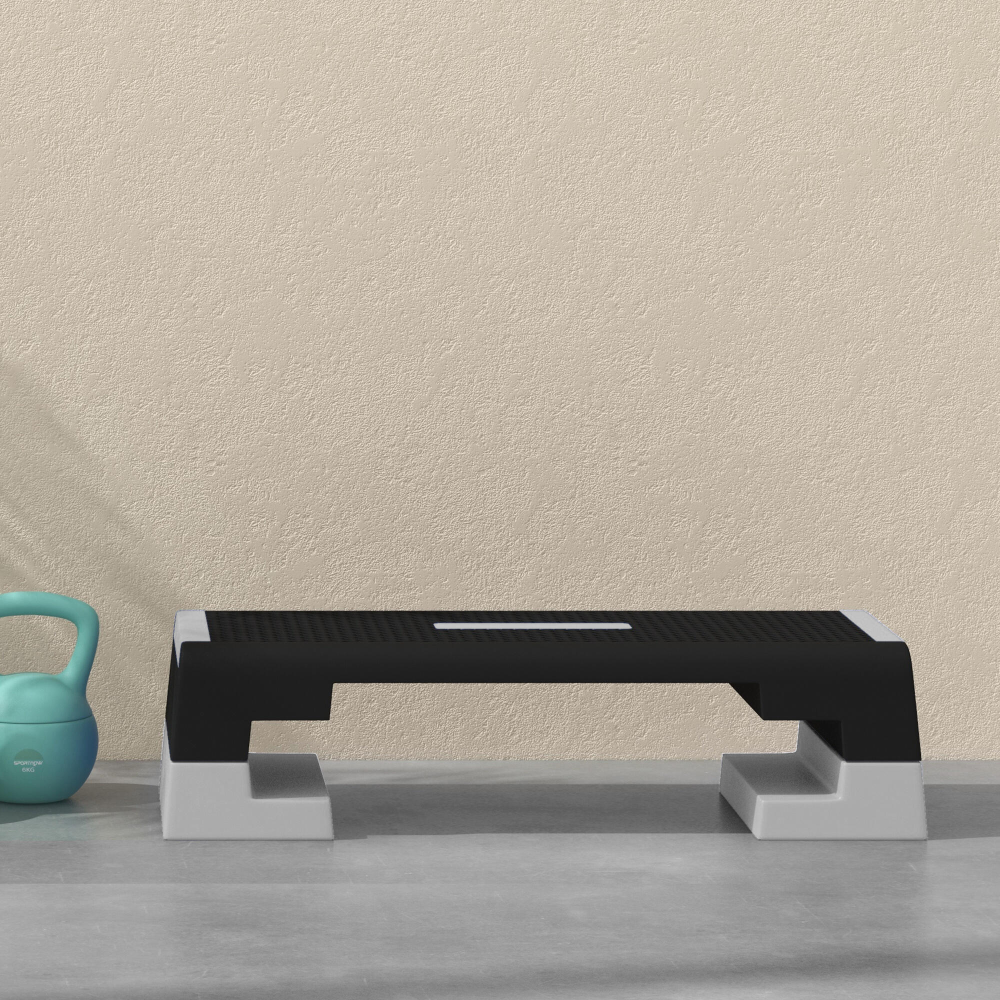 SPORTNOW Stepper ad Altezza Regolabile con Gradini Rimovibili in ABS Grigio 7/7