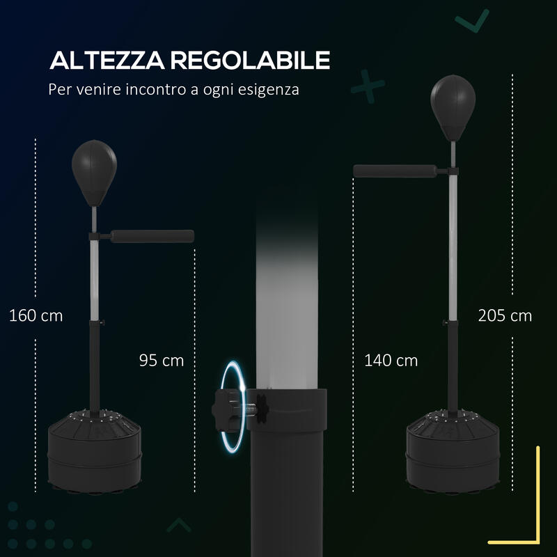 SPORTNOW Minge de Lovire cu Bară Rotativă Și Înălțime Reglabilă 1.6-2m Negru