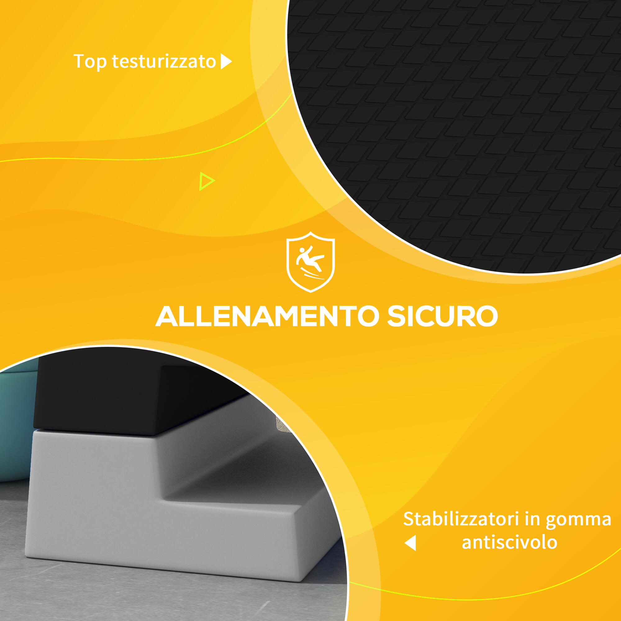 SPORTNOW Stepper ad Altezza Regolabile con Gradini Rimovibili in ABS Grigio 6/7