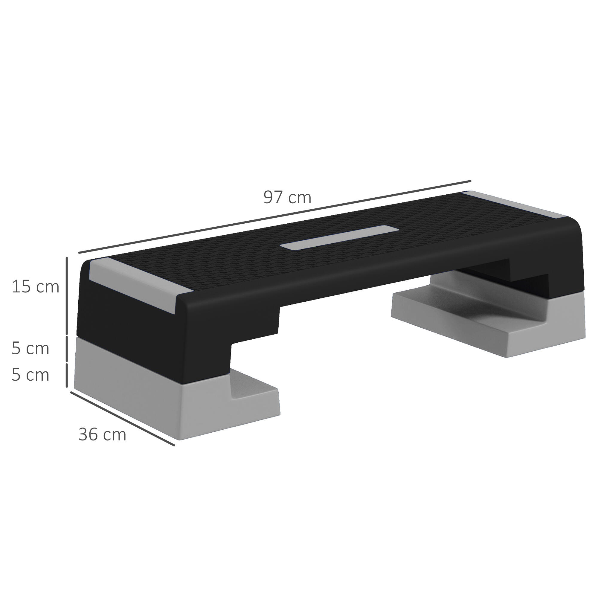 SPORTNOW Stepper ad Altezza Regolabile con Gradini Rimovibili in ABS Grigio 3/7