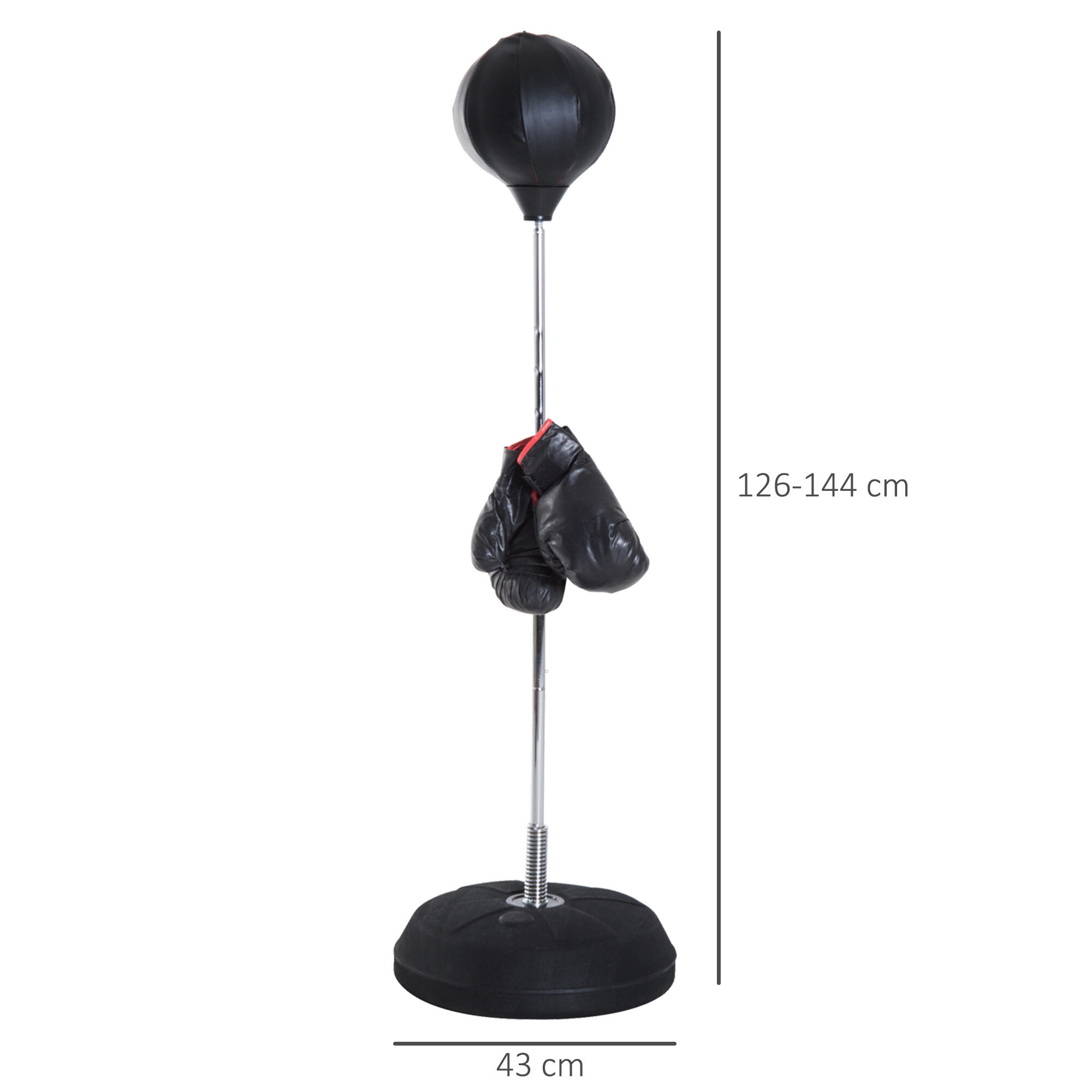 Saco de boxe de pé ø43x126-144 cm preto HOMCOM 3/7