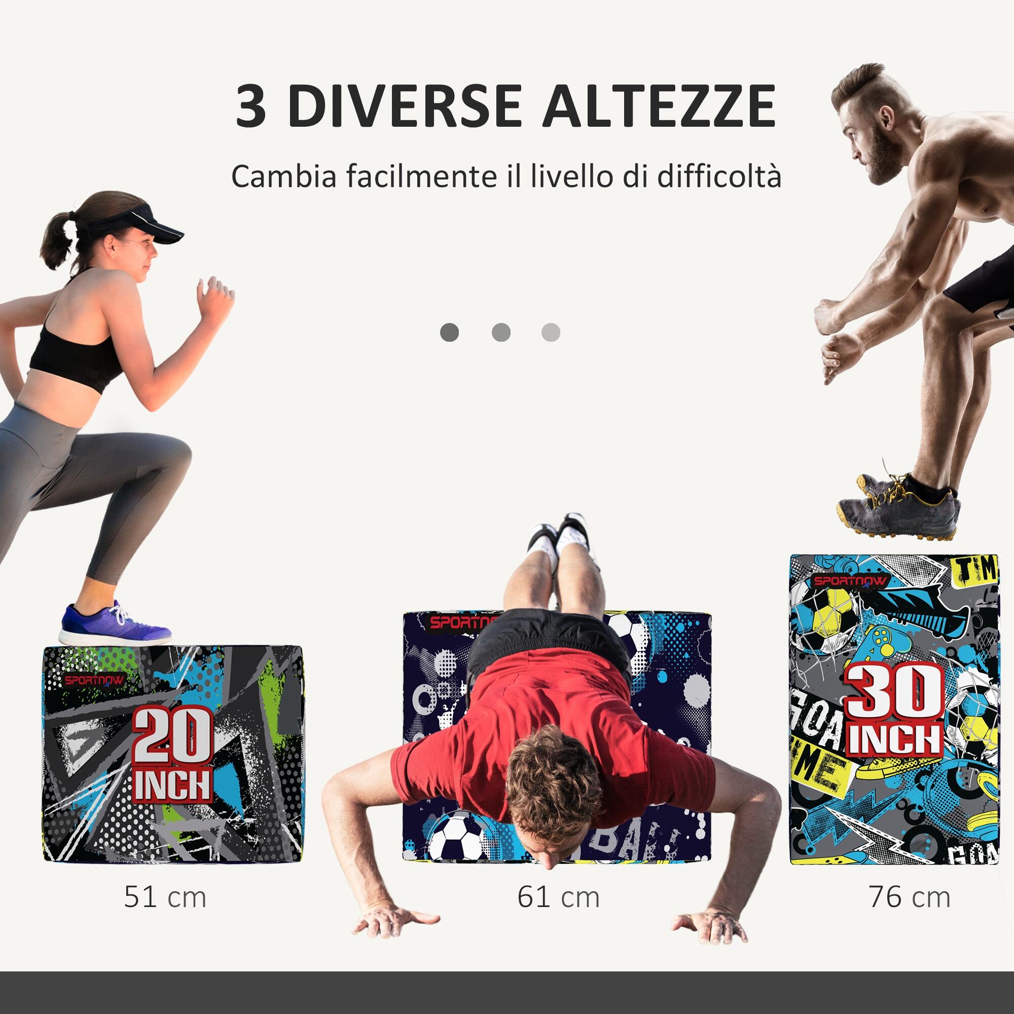SPORTNOW Plyo Box a 3 Altezze Antiscivolo 76x61x51cm 6/7