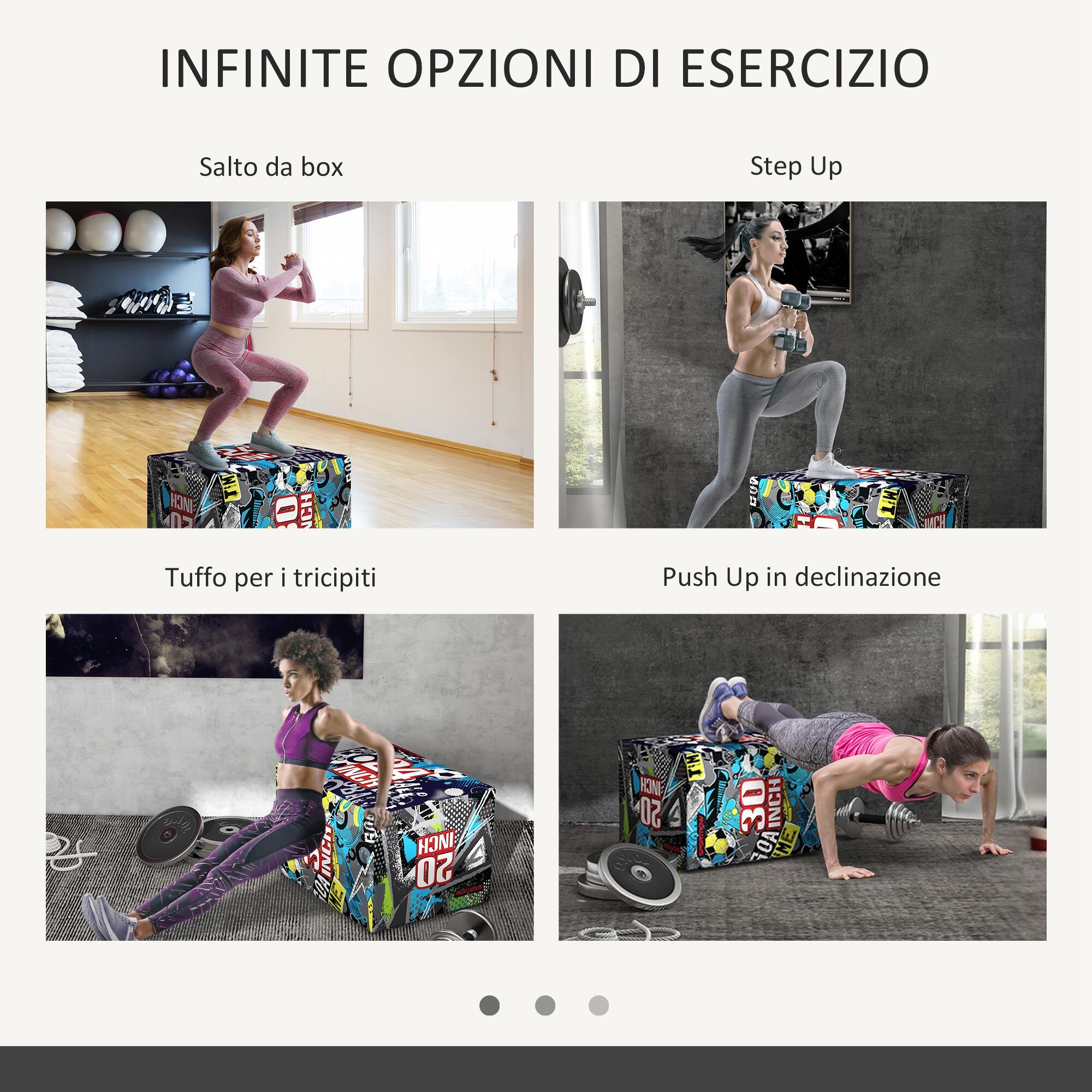 SPORTNOW Plyo Box a 3 Altezze Antiscivolo 76x61x51cm 4/7