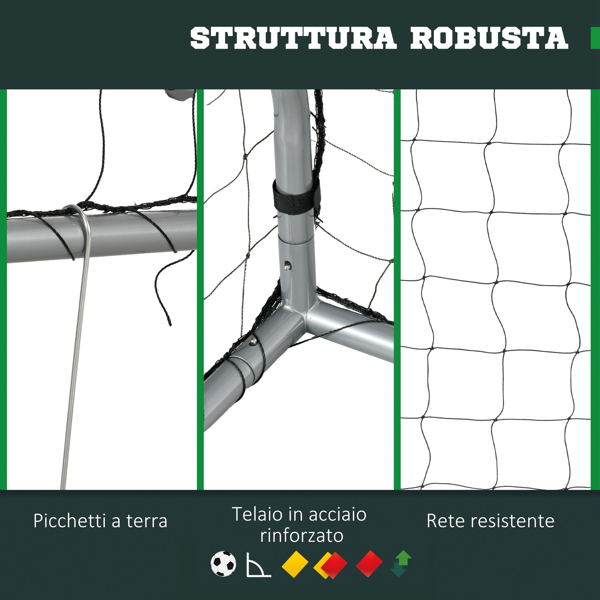 SPORTNOW Porta da Calcio 300x120x200 cm Grigia in PE e Metallo 5/7