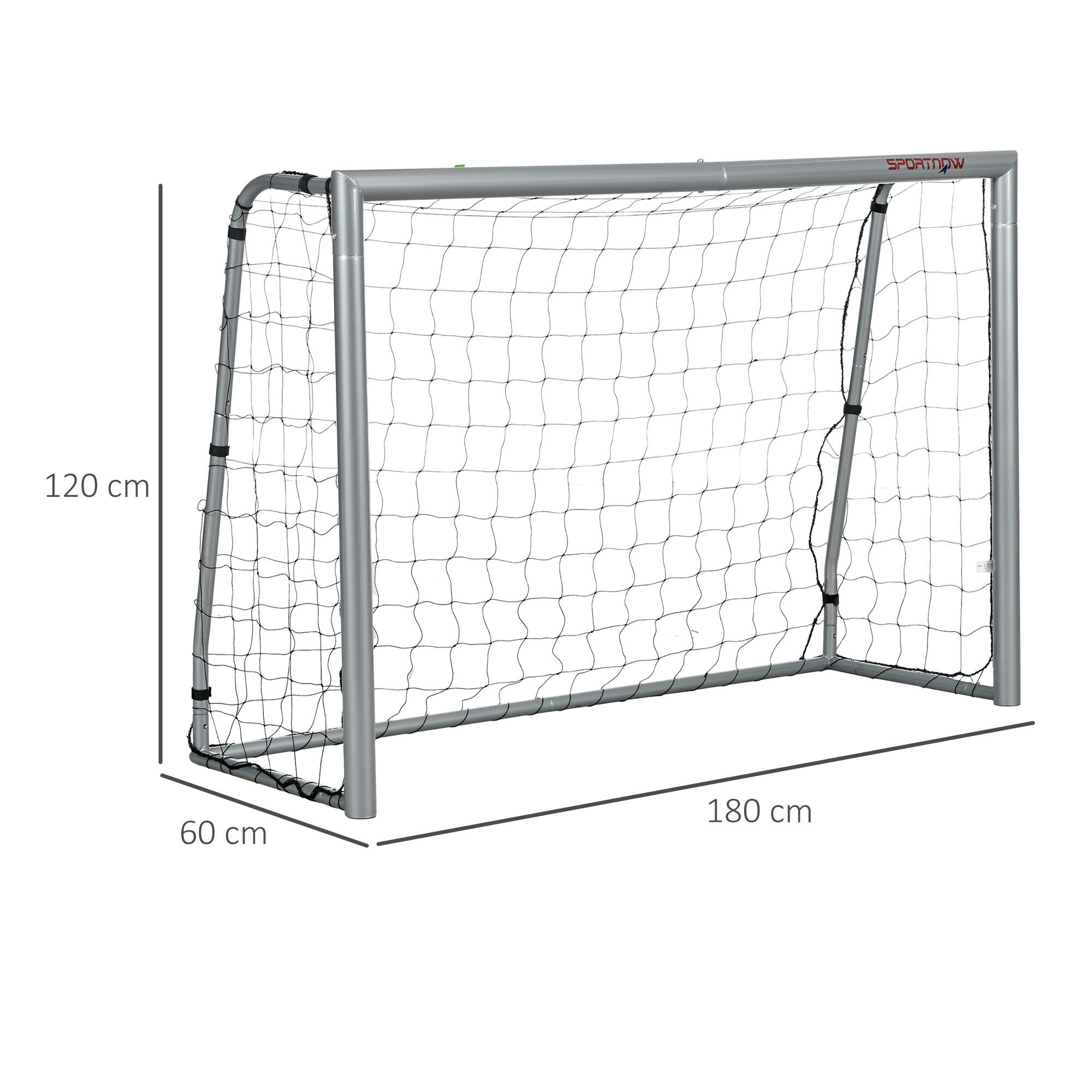 SPORTNOW Porta da Calcio 180x120x60 cm Grigia in PE e Metallo 3/7