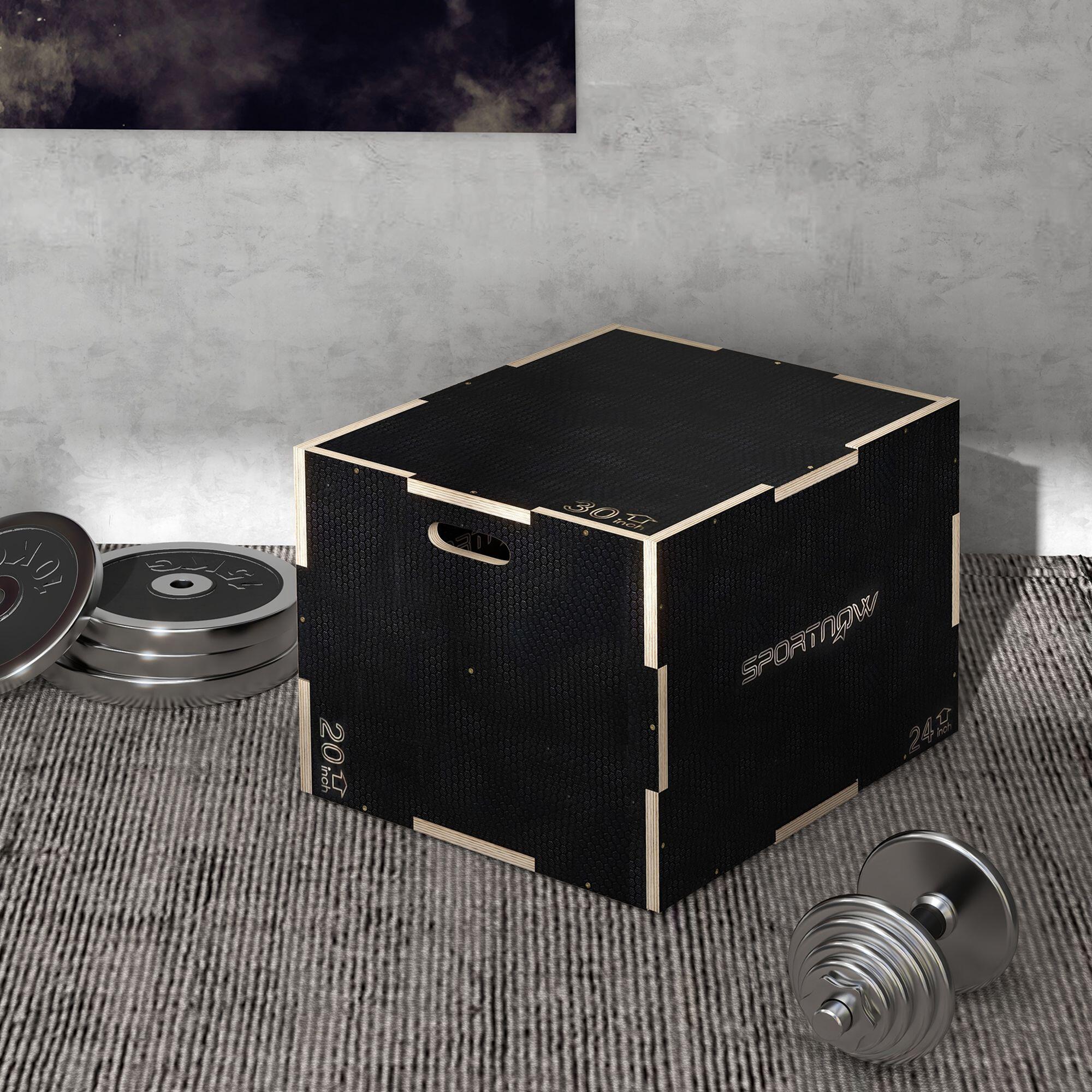 SPORTNOW Box Jump Pliometrico a 3 Altezze Antiscivolo 76-61-51cm Nero 7/7