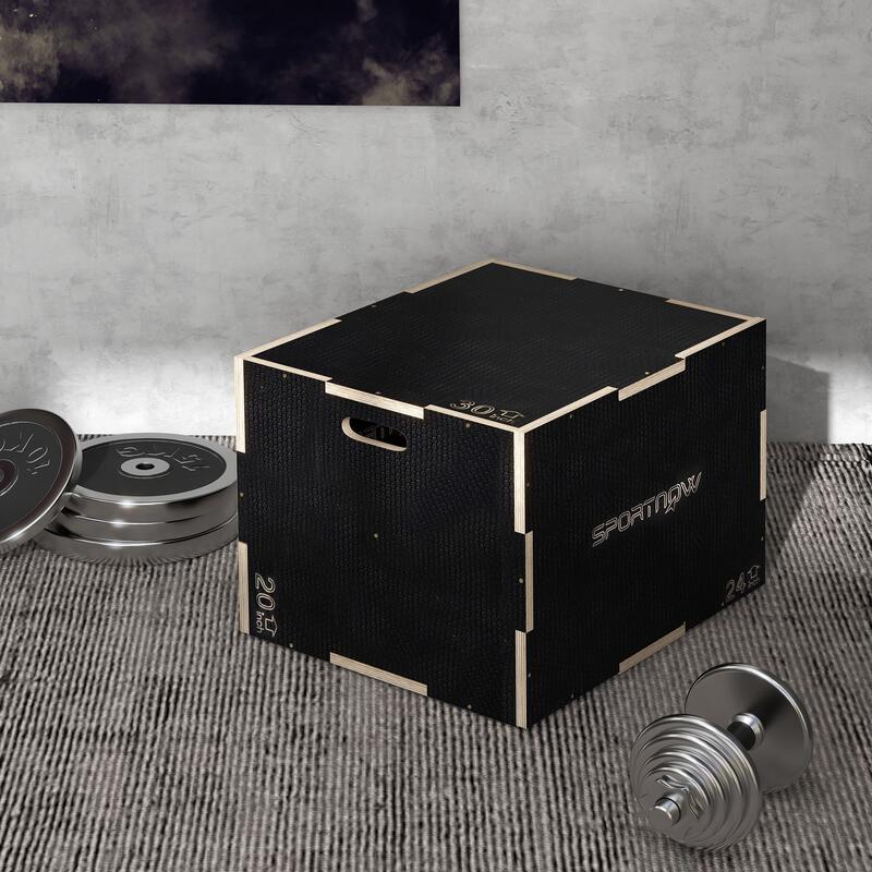 SPORTNOW 3-Height Plyometric Jump Box, Anti-alunecare, 76-61-51cm Negru