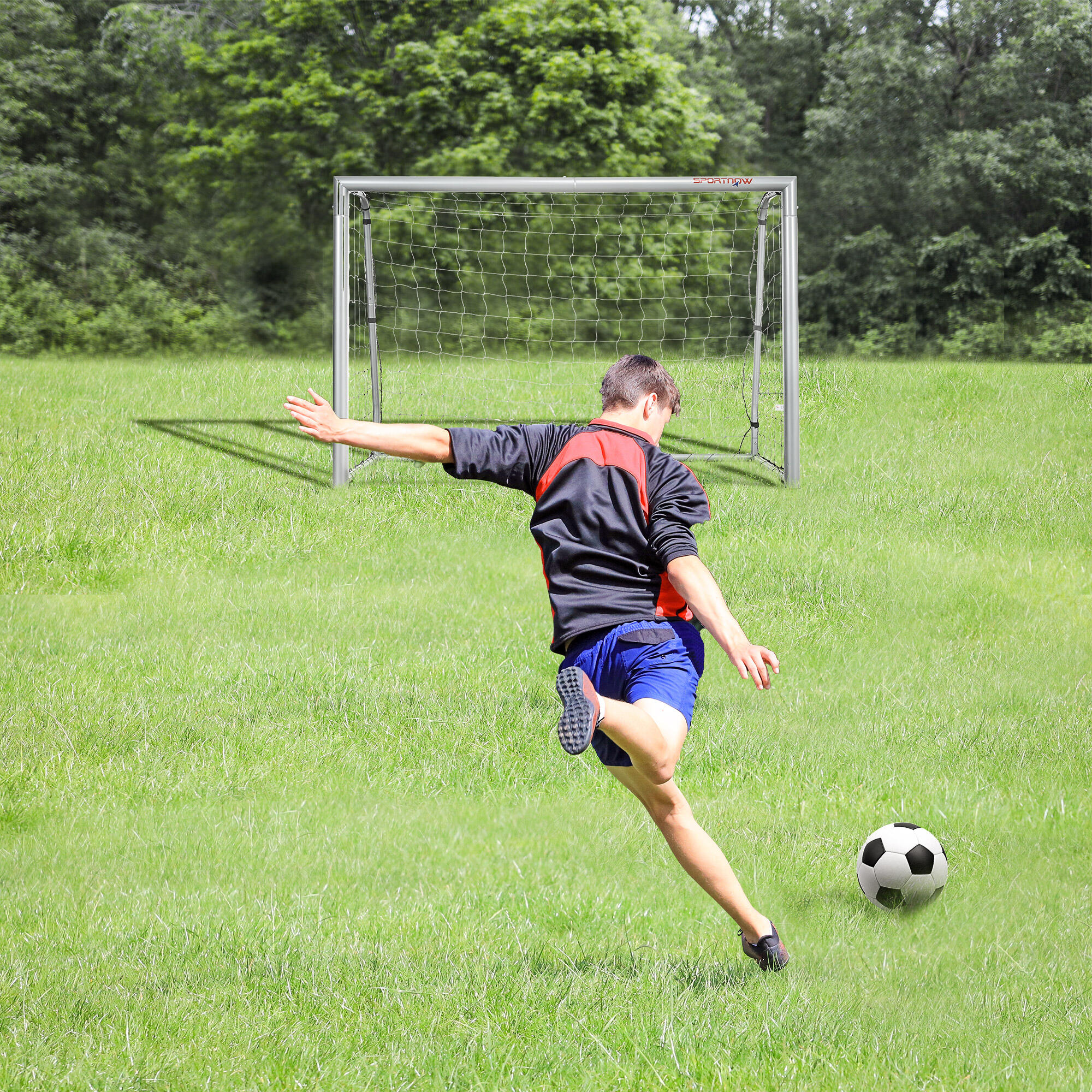 SPORTNOW Porta da Calcio 180x120x60 cm Grigia in PE e Metallo 2/7