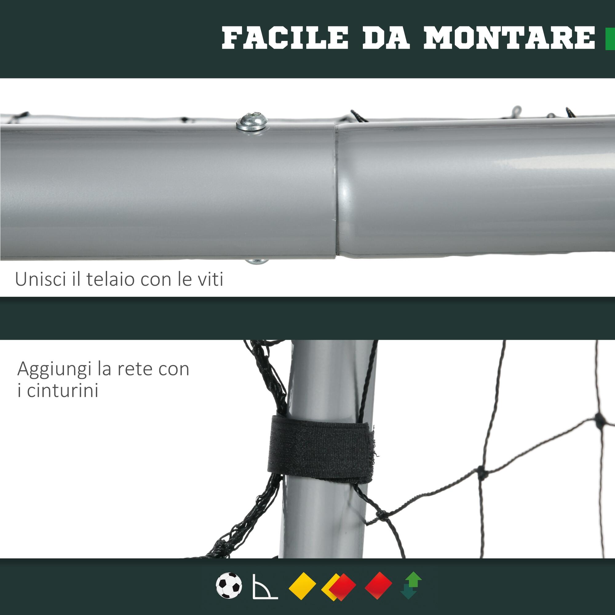 SPORTNOW Porta da Calcio 300x120x200 cm Grigia in PE e Metallo 4/7