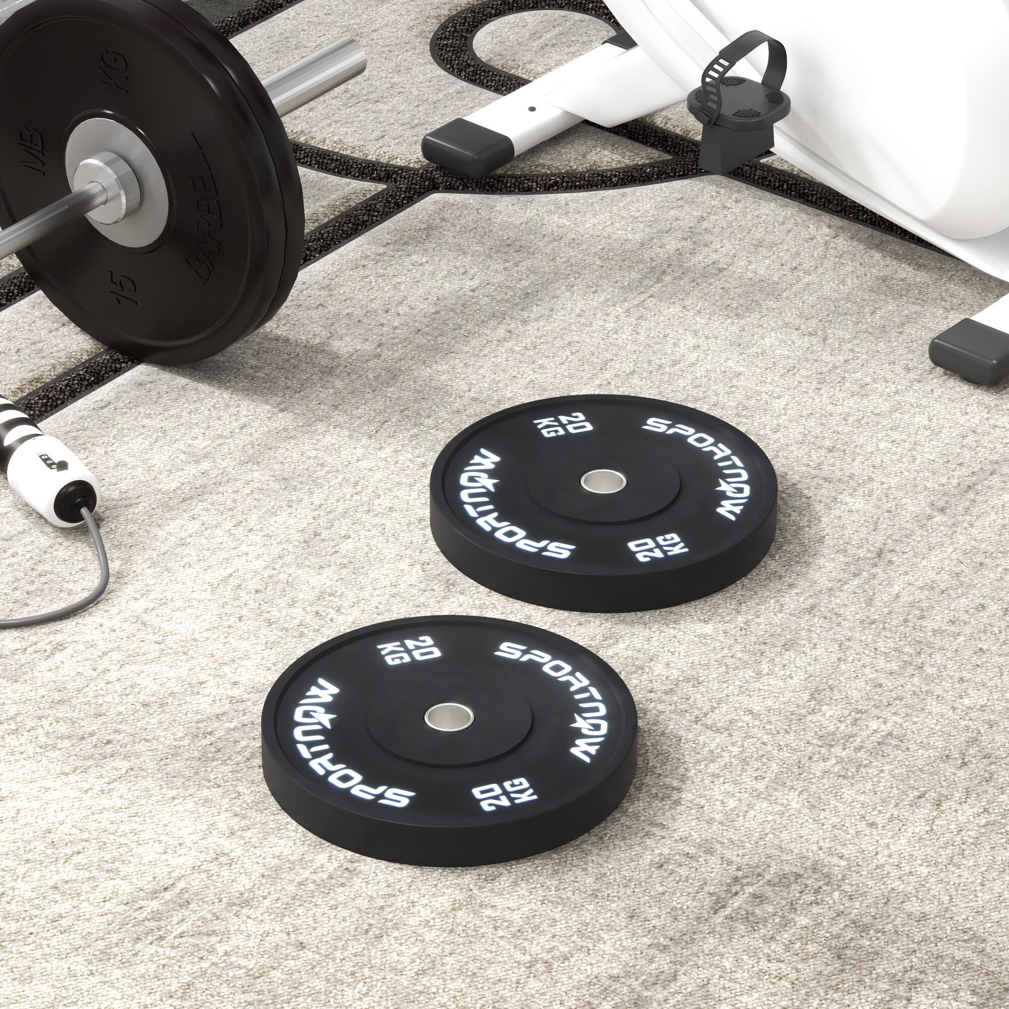 SPORTNOW Set 2 Dischi Palestra da 20kg per Bilanciere e Manubri con Attacco Ø5cm 2/7