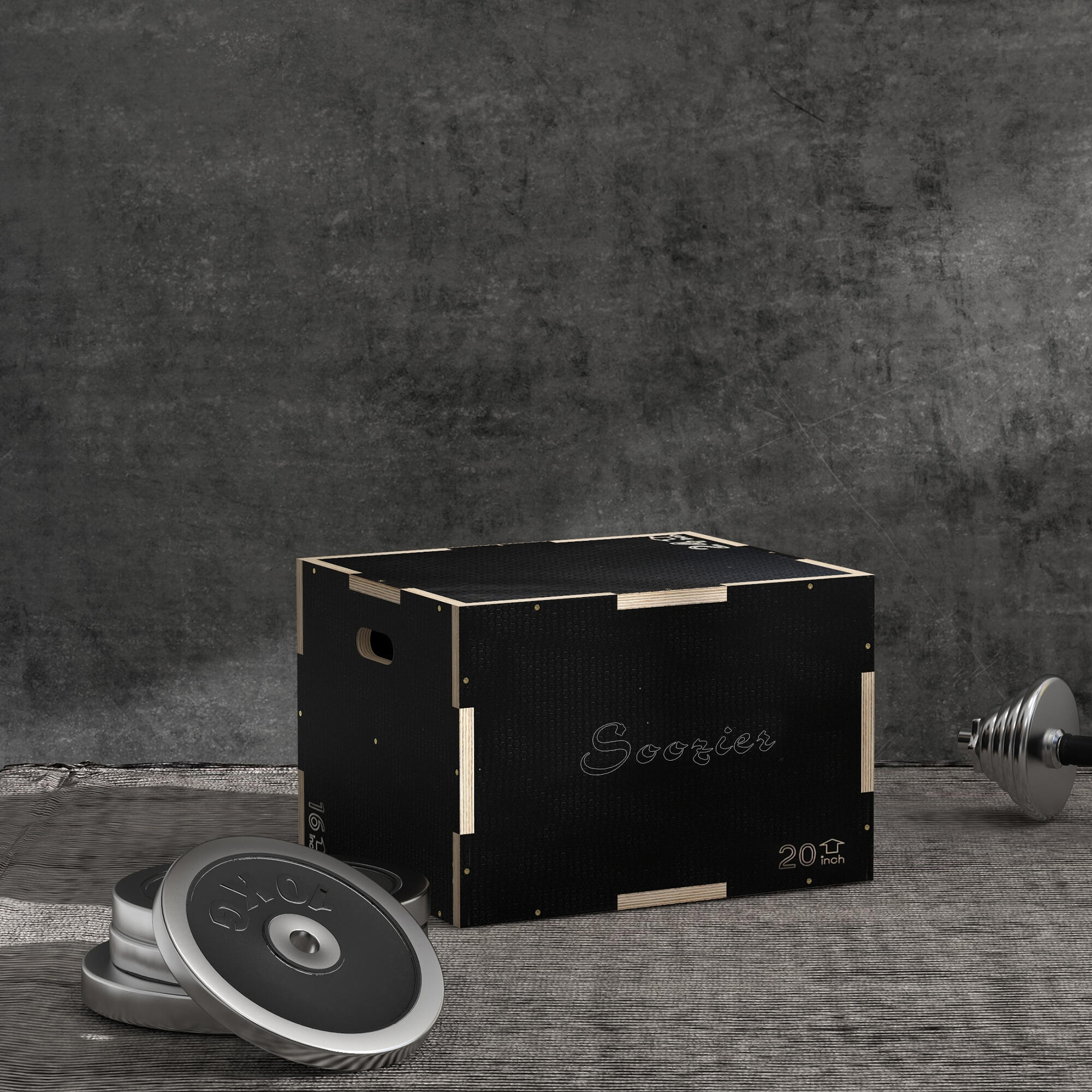 SPORTNOW Box Jump Pliometrico a 3 Altezze Antiscivolo 61-51-41cm Nero 2/8