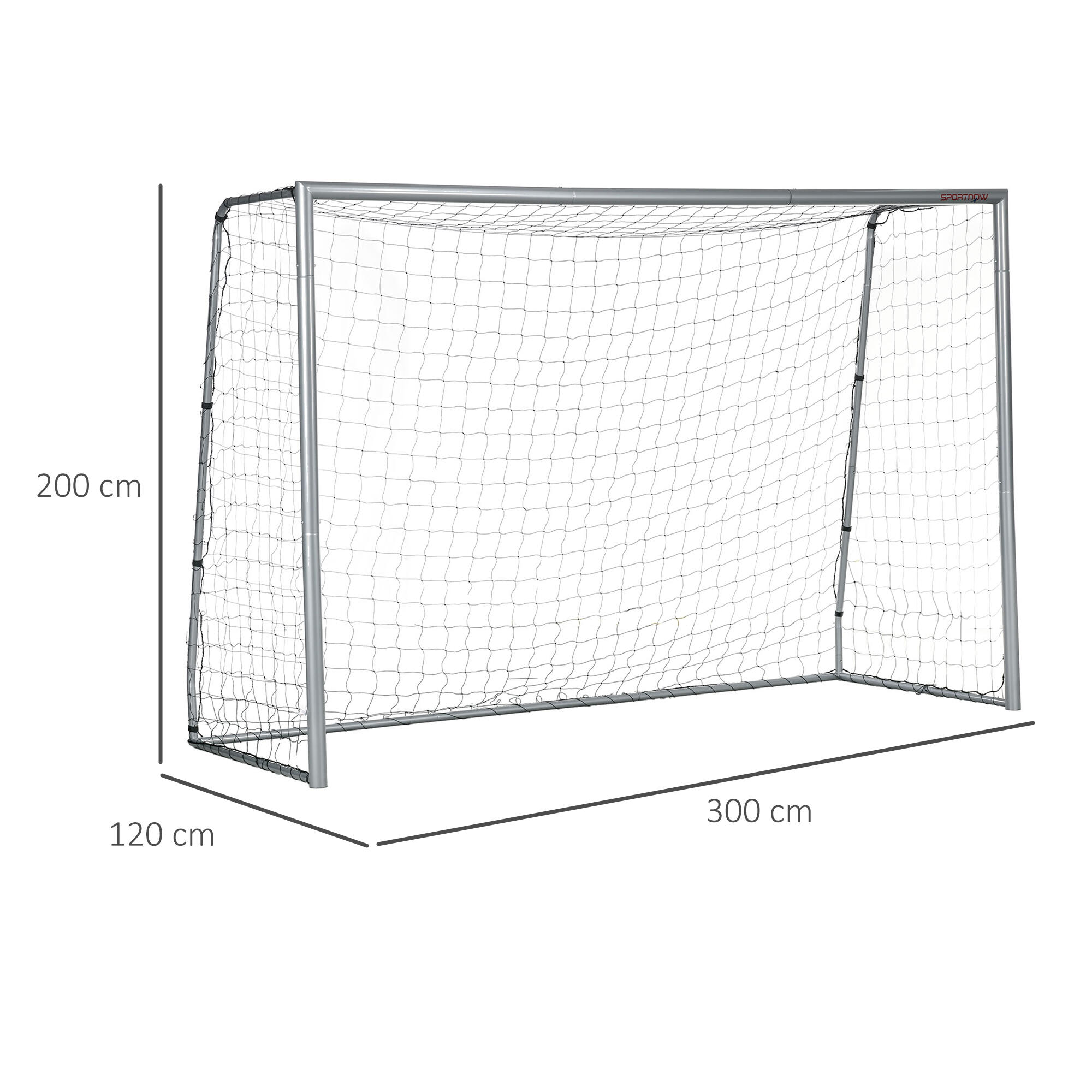 SPORTNOW Porta da Calcio 300x120x200 cm Grigia in PE e Metallo 3/7