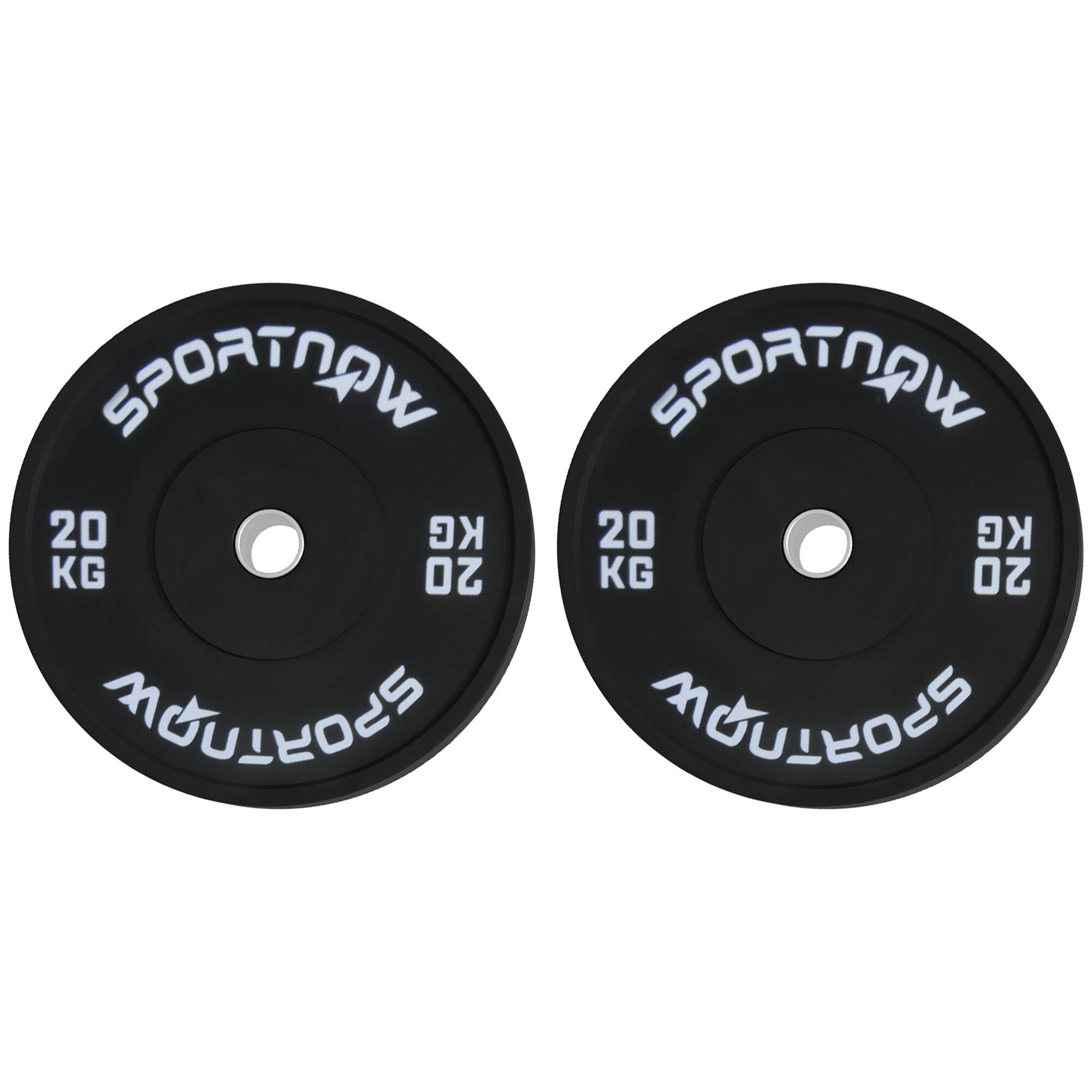 SPORTNOW Set 2 Dischi Palestra da 20kg per Bilanciere e Manubri con Attacco Ø5cm 1/7