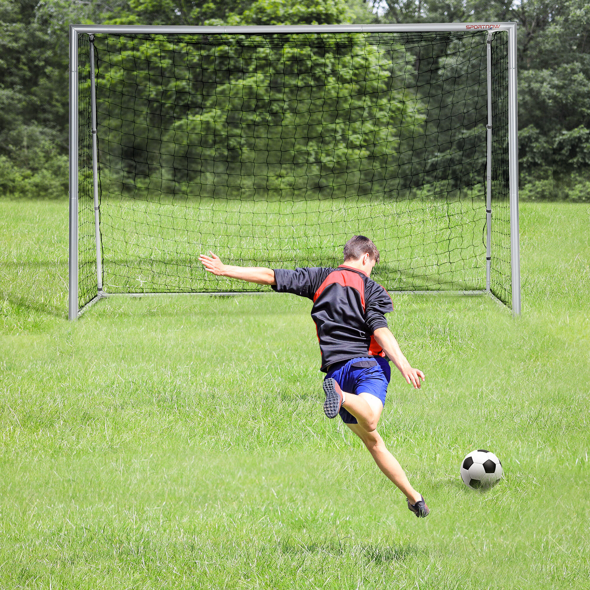 SPORTNOW Porta da Calcio 300x120x200 cm Grigia in PE e Metallo 2/7