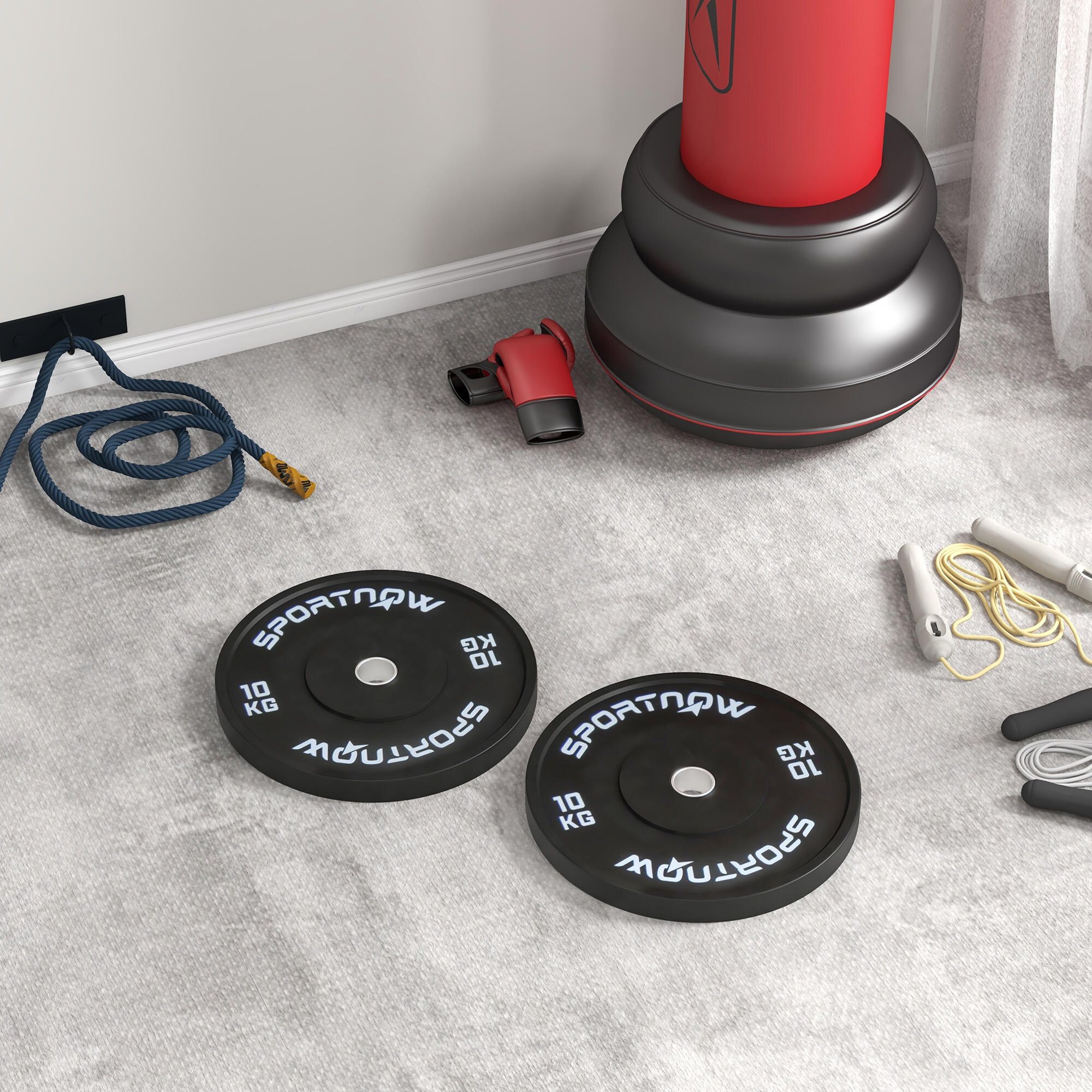 SPORTNOW Set 2 Dischi Palestra da 10kg per Bilanciere e Manubri con Attacco Ø5cm 2/7