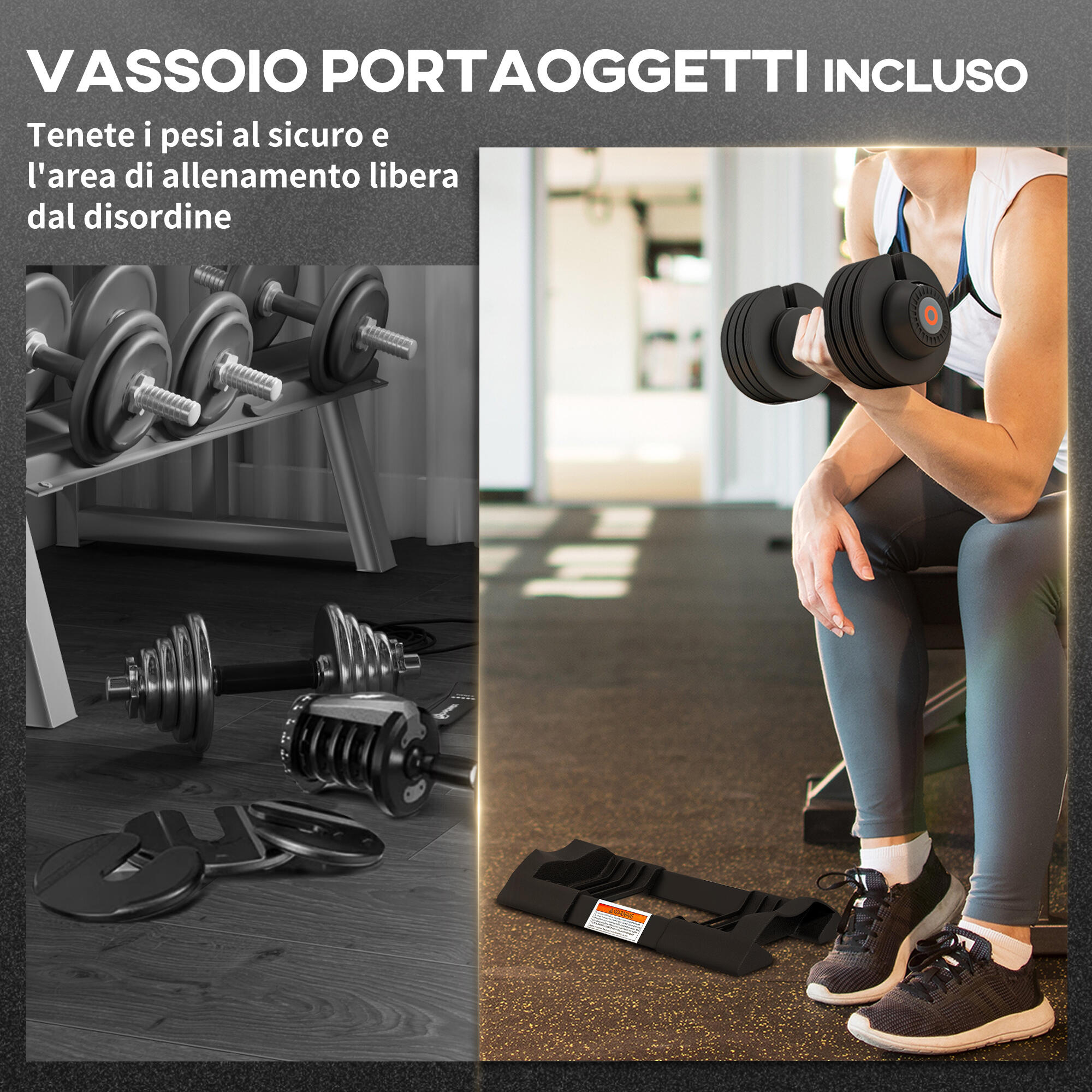SPORTNOW Set 2 Pesi Regolabili con Spazio Porta Manubri Nero 5/7