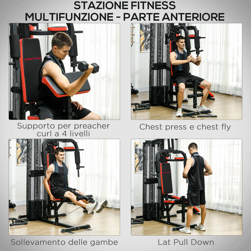 SPORTNOW Stație de Fitness Multifuncțională din Oțel Și Pu Negru