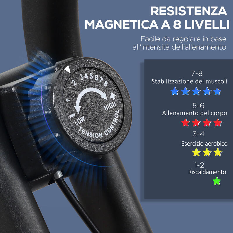 HOMCOM Cyclette Professionale e Pieghevole con Altezza Regolabile Nera